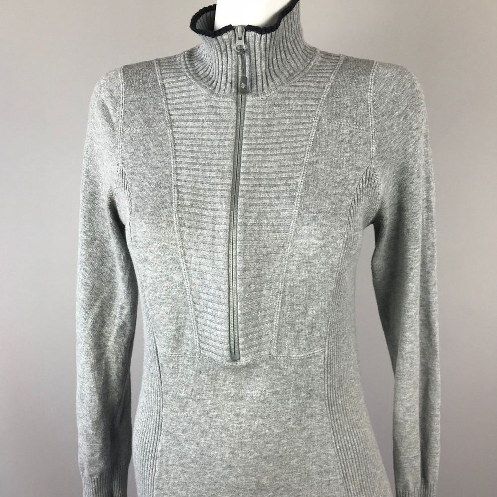 ATHLETA Gray Durango Half Zip Ribbed Sweater Dress - Picture 2 of 6